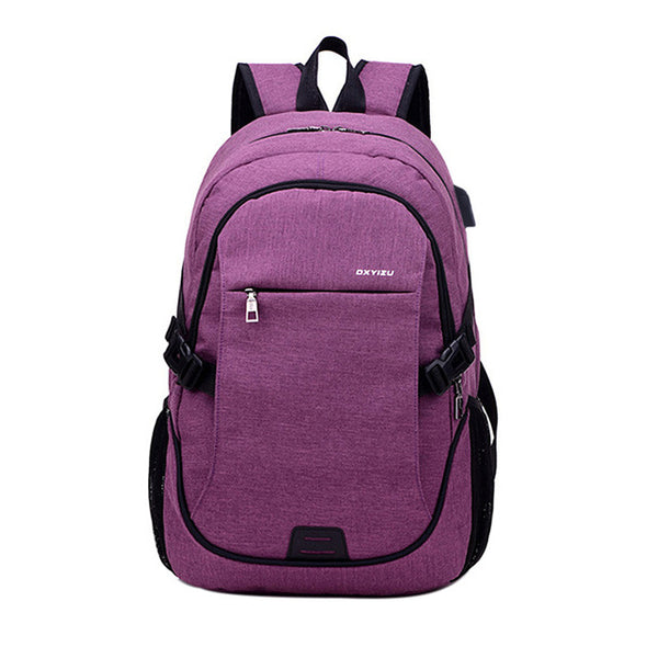 Backpack USB Charging <br> Canvas Backpack Purple - strapsandbrass.com