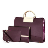 <bold>Tote Crossbody Bag & Purse Set <br>Vegan-Leather Handbag Purple - strapsandbrass.com
