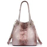<bold>Bucket / Tote Bag <br>Genuine-Leather Handbag RedBrown - strapsandbrass.com