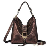 <bold>Hobo  / Tote Bag <br>Genuine-Leather Handbag RedBrown - strapsandbrass.com