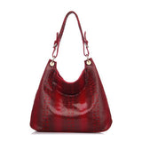 <bold>Hobo / Tote Bag <br>Genuine-Leather Handbag Red - strapsandbrass.com