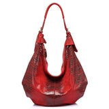 <bold>Hobo / Tote Bag <br>Genuine-Leather Handbag Red - strapsandbrass.com