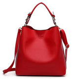 <bold>Bucket / Tote Bag  <br>Vegan-Leather Handbag Red - strapsandbrass.com