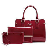 <bold>Tote Crossbody Bag & Purse Set <br>Vegan-Leather Handbag Red - strapsandbrass.com