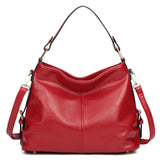 <bold>Tote / Shoulder Bag <br>Genuine-Leather Handbag Red - strapsandbrass.com