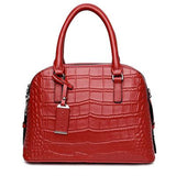 <bold>Top-Handle / Crossbody Bag <br>Genuine-Leather Handbag Red - strapsandbrass.com