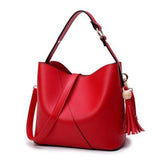 <bold>Bucket / Tote Bag  <br>Vegan-Leather Handbag Red - strapsandbrass.com