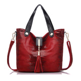 <bold>Bucket / Crossbody Bag <br>Genuine-Leather Handbag Red - strapsandbrass.com