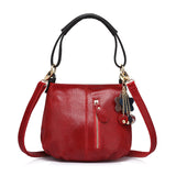 <bold>Bucket  / Tote Bag <br>Genuine-Leather Handbag Red - strapsandbrass.com