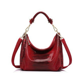 <bold>Hobo / Tote Bag  <br>Genuine-Leather Handbag Red - strapsandbrass.com