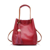 <bold>Bucket / Crossbody Bag <br>Genuine-Leather Handbag Red - strapsandbrass.com