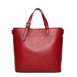 <bold>Bucket / Tote Bag  <br>Vegan-Leather Handbag Red - strapsandbrass.com