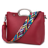 <bold>Tote / Shoulder Bag  <br>Vegan-Leather Handbag Red - strapsandbrass.com