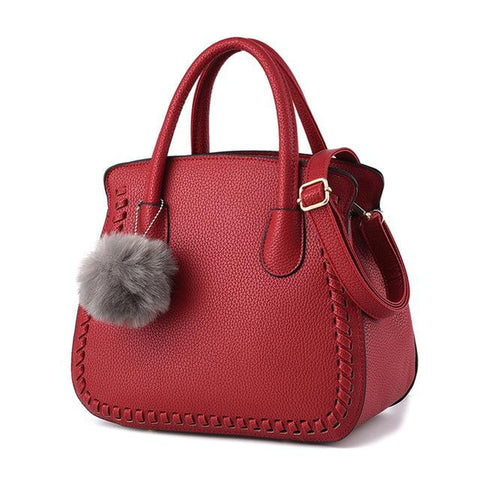 <bold>Top-Handle Bag / Satchel  <br>Vegan-Leather Handbag Red - strapsandbrass.com