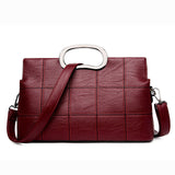 <bold>Tote / Messenger Bag <br>Genuine-Leather Handbag Red - strapsandbrass.com