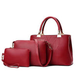 <bold>Tote Crossbody & Purse Set  <br>Vegan-Leather Handbag Red - strapsandbrass.com