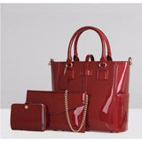 <bold>Tote Crossbody Bag & Purse Set <br>Vegan-Leather Handbag Red - strapsandbrass.com