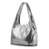 <bold>Hobo / Tote Bag <br>Genuine-Leather Handbag Silver - strapsandbrass.com