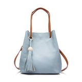 <bold>Bucket / Crossbody Bag <br>Genuine-Leather Handbag Sky Blue - strapsandbrass.com