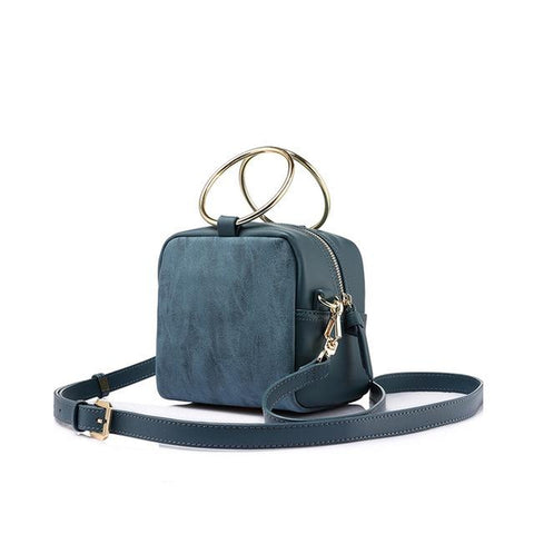 <bold>Messenger  / Shoulder Bag  <br>Vegan-Leather Handbag SteelBlue - strapsandbrass.com