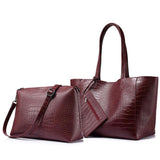 <bold>Tote & Crossbody Bag Set <br>Vegan-Leather Handbag Red - strapsandbrass.com