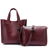 <bold>Tote & Crossbody Bag Set <br>Vegan-Leather Handbag Red - strapsandbrass.com