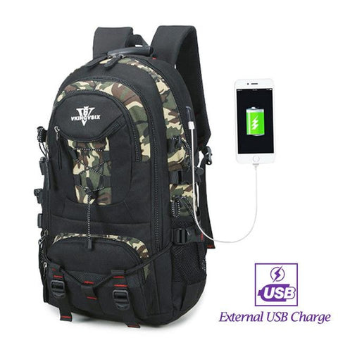 Backpack USB Charging & Water Resistant <br> Oxford Backpack army green with USB - strapsandbrass.com