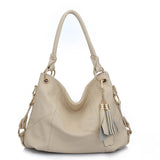 <bold>Hobo / Tote Bag <br>Genuine-Leather Handbag Beige - strapsandbrass.com