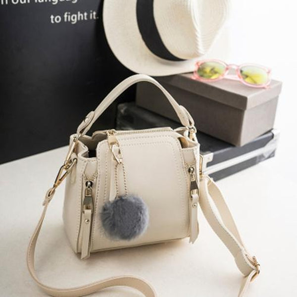 <bold>Top-Handle / Crossbody Bag <br>Vegan-Leather Handbag Beige - strapsandbrass.com
