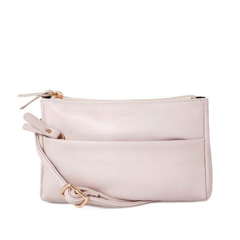 <bold>Crossbody / Shoulder Bag  <br>Vegan-Leather Handbag Beige - strapsandbrass.com