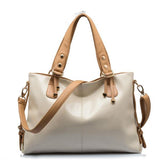 <bold>Hobo / Tote Bag <br>Genuine-Leather Handbag Beige - strapsandbrass.com
