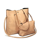 <bold>Tote & Crossbody Bag Set <br>Vegan-Leather Handbag Beige - strapsandbrass.com