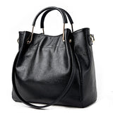 <bold>Bucket / Crossbody Bag <br>Genuine-Leather Handbag Black - strapsandbrass.com