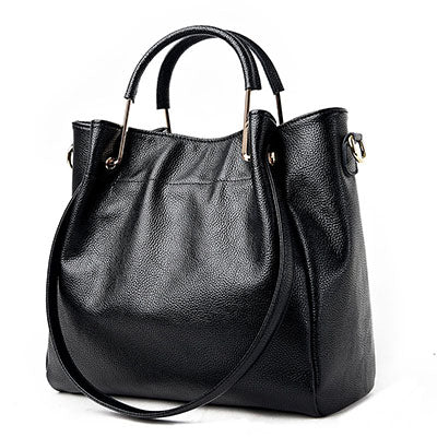 <bold>Bucket / Crossbody Bag <br>Genuine-Leather Handbag Black - strapsandbrass.com