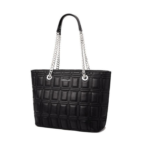 <bold>Tote / Shoulder Bag <br>Vegan-Leather Handbag Black - strapsandbrass.com