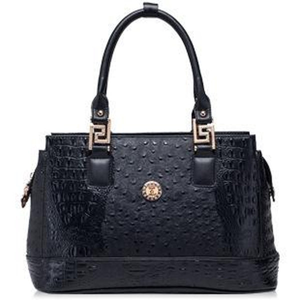 <bold>Top-Handle / Crossbody Bag <br>Vegan-Leather Handbag Black - strapsandbrass.com