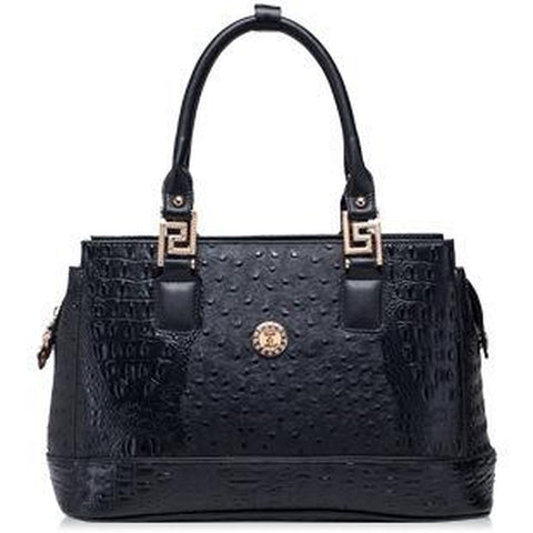 <bold>Top-Handle / Crossbody Bag <br>Vegan-Leather Handbag Black - strapsandbrass.com