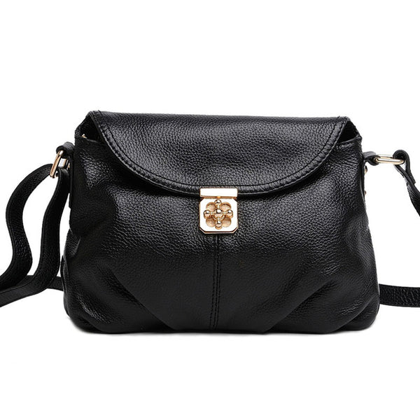 <bold>Crossbody  / Shoulder Bag <br>Genuine-Leather Handbag Black - strapsandbrass.com