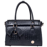 Top-Handle Bag / Satchel  <br>Vegan-Leather Handbag Black - strapsandbrass.com