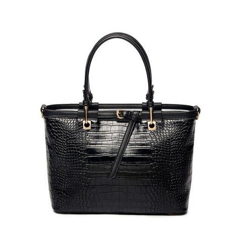 <bold>Tote / Crossbody Bag <br>Vegan-Leather Handbag Black - strapsandbrass.com