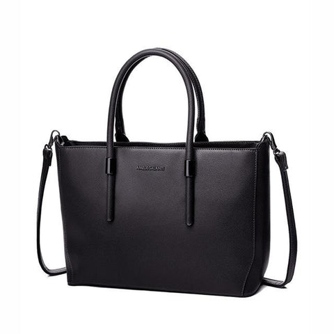 <bold>Tote / Crossbody Bag <br>Vegan-Leather Handbag Black - strapsandbrass.com