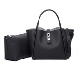 <bold>Tote & Crossbody Bag Set <br>Vegan-Leather Handbag Black - strapsandbrass.com