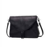 <bold>Messenger  / Shoulder Bag  <br>Vegan-Leather Handbag Black - strapsandbrass.com