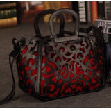 <bold>Tote / Shoulder Bag  <br>Vegan-Leather Handbag Black  leather bag - strapsandbrass.com