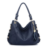 <bold>Hobo / Tote Bag <br>Genuine-Leather Handbag Blue - strapsandbrass.com