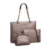 <bold>Tote Crossbody Bag & Purse Set <br>Vegan-Leather Handbag bronze - strapsandbrass.com