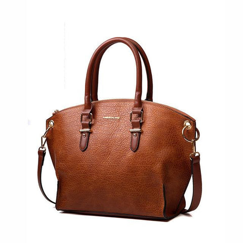 <bold>Tote / Shoulder Bag  <br>Vegan-Leather Handbag Brown - strapsandbrass.com