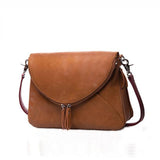 <bold>Messenger  / Shoulder Bag  <br>Vegan-Leather Handbag Brown - strapsandbrass.com