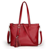<bold>Tote / Crossbody Bag <br>Vegan-Leather Handbag Burgundy - strapsandbrass.com