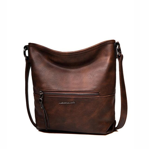 <bold>Tote  / Shoulder Bag  <br>Vegan-Leather Handbag Coffee - strapsandbrass.com